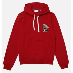Lacoste Men's Long Sleeve Varsity L Hooded Sweatshirt Red 4XL
